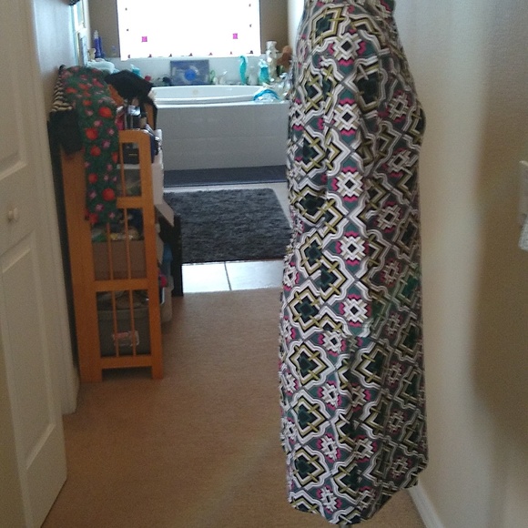 Tracy Negoshian small print Dress Green Black White pink abstract - Picture 2 of 10